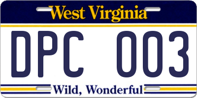 WV license plate DPC003