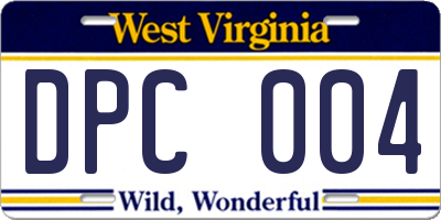 WV license plate DPC004