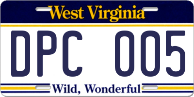WV license plate DPC005
