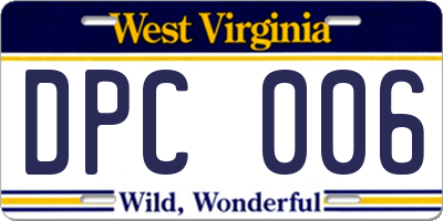 WV license plate DPC006