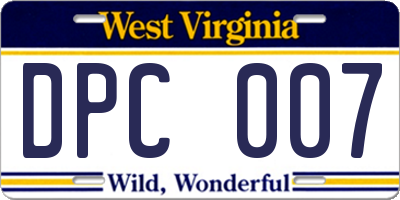 WV license plate DPC007