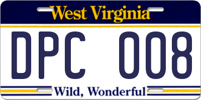 WV license plate DPC008