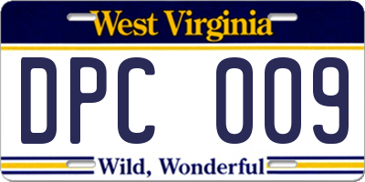 WV license plate DPC009