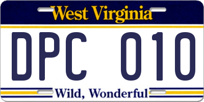 WV license plate DPC010