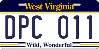 WV license plate DPC011