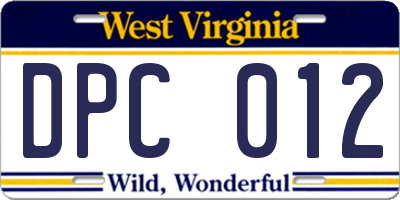 WV license plate DPC012