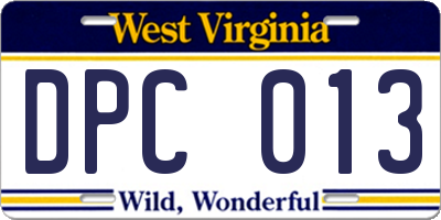 WV license plate DPC013