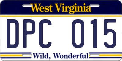 WV license plate DPC015