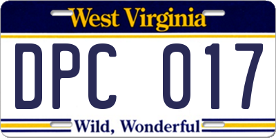 WV license plate DPC017