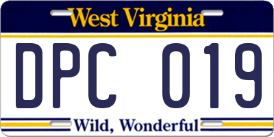 WV license plate DPC019