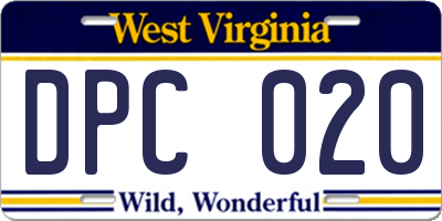 WV license plate DPC020