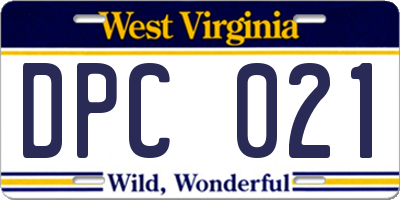 WV license plate DPC021