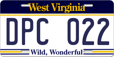 WV license plate DPC022