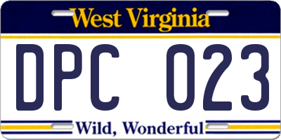 WV license plate DPC023