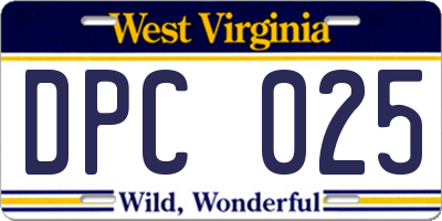 WV license plate DPC025