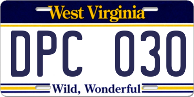 WV license plate DPC030