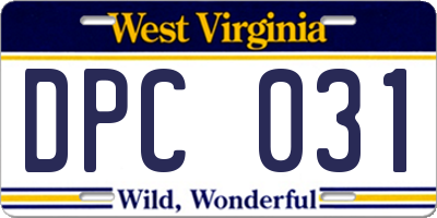WV license plate DPC031