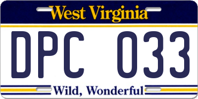 WV license plate DPC033