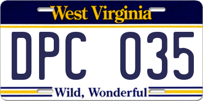 WV license plate DPC035