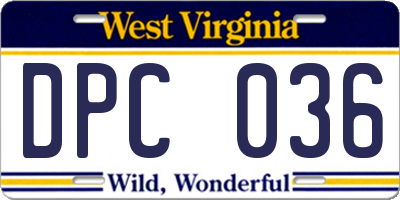 WV license plate DPC036