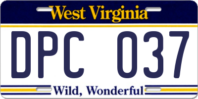 WV license plate DPC037