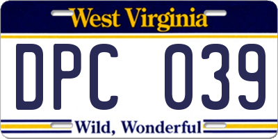 WV license plate DPC039
