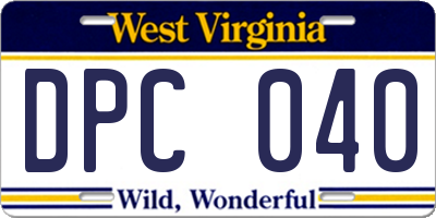 WV license plate DPC040
