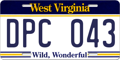 WV license plate DPC043