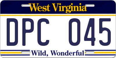 WV license plate DPC045
