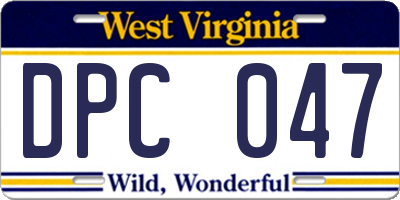 WV license plate DPC047