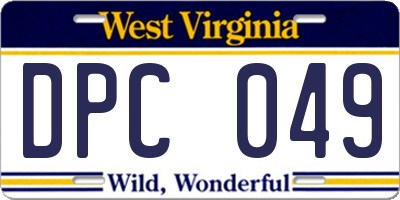 WV license plate DPC049