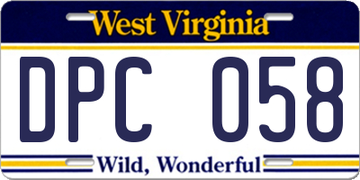 WV license plate DPC058