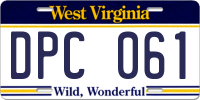WV license plate DPC061