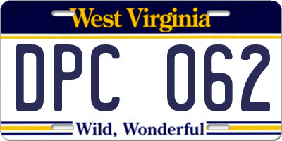 WV license plate DPC062