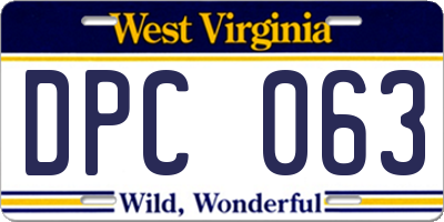 WV license plate DPC063