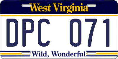WV license plate DPC071