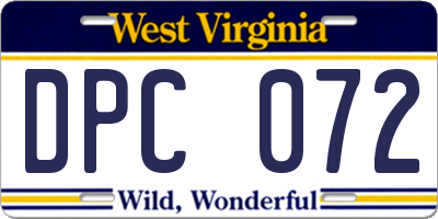 WV license plate DPC072