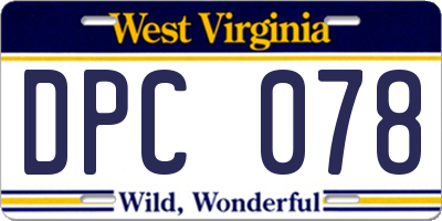 WV license plate DPC078