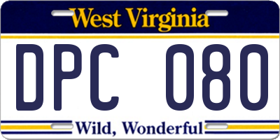 WV license plate DPC080