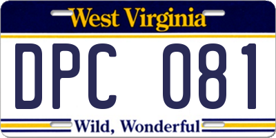 WV license plate DPC081