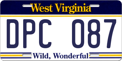 WV license plate DPC087