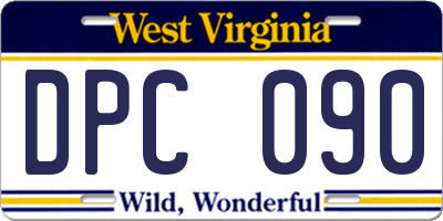 WV license plate DPC090