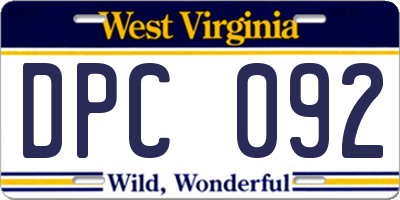 WV license plate DPC092