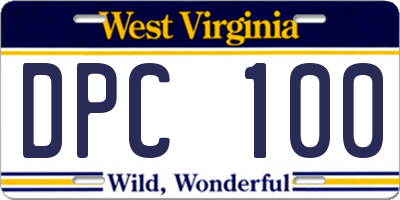 WV license plate DPC100