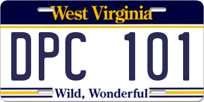 WV license plate DPC101