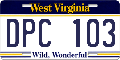 WV license plate DPC103