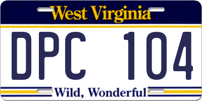WV license plate DPC104
