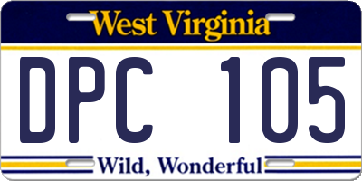 WV license plate DPC105