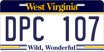 WV license plate DPC107