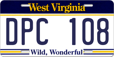 WV license plate DPC108